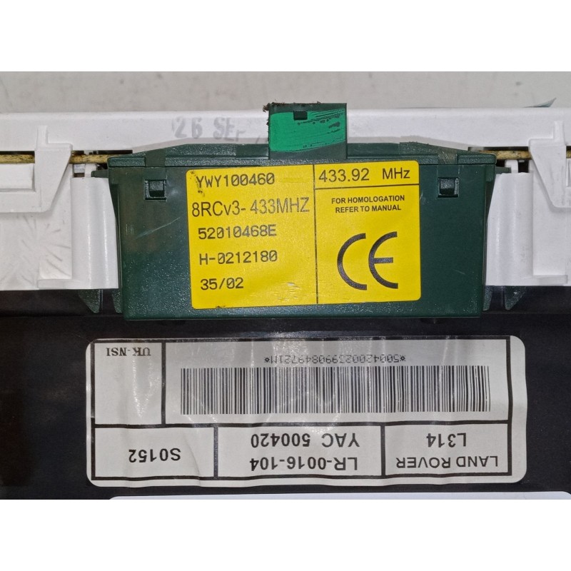 Recambio de cuadro instrumentos para land rover freelander i (l314) 2.0 td4 4x4 referencia OEM IAM YWY100460  52010468E Recambio de cuadro instrumentos para land rover freelander i (l314) 2.0 td4 4x4 referencia OEM IAM YWY100460  52010468E