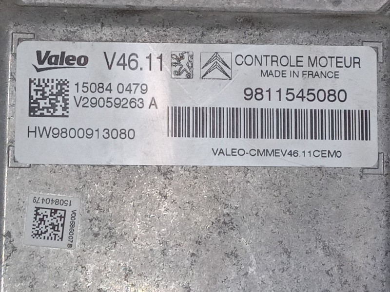 Recambio de centralita motor uce para peugeot 208 i (ca_, cc_) 1.2 vti 82 referencia OEM IAM 9811545080   Recambio de centralita motor uce para peugeot 208 i (ca_, cc_) 1.2 vti 82 referencia OEM IAM 9811545080