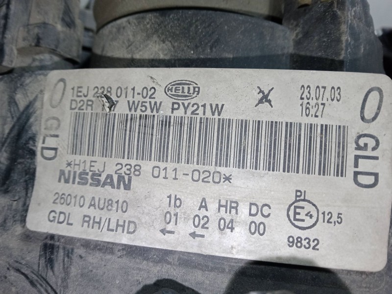 Recambio de faro izquierdo para nissan primera (p12) 2.2 di referencia OEM IAM 26010AU810  1EJ23801102