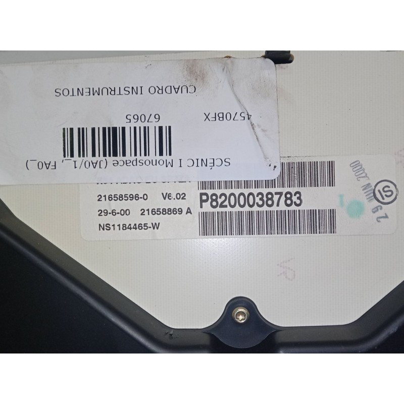 Recambio de cuadro instrumentos para renault scénic i monospace (ja0/1_, fa0_) 2.0 16v rx4 referencia OEM IAM 8200038783  216588 Recambio de cuadro instrumentos para renault scénic i monospace (ja0/1_, fa0_) 2.0 16v rx4 referencia OEM IAM 8200038783  216588