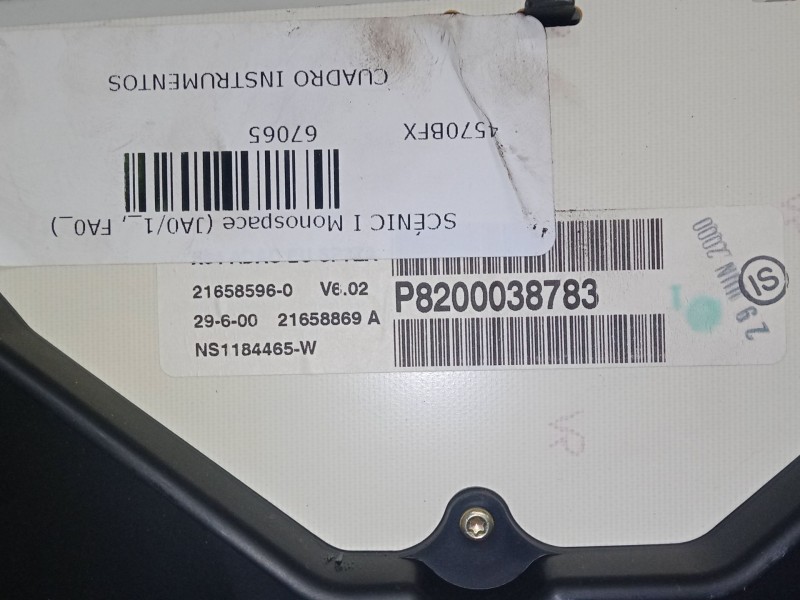 Recambio de cuadro instrumentos para renault scénic i monospace (ja0/1_, fa0_) 2.0 16v rx4 referencia OEM IAM 8200038783  216588 Recambio de cuadro instrumentos para renault scénic i monospace (ja0/1_, fa0_) 2.0 16v rx4 referencia OEM IAM 8200038783  216588