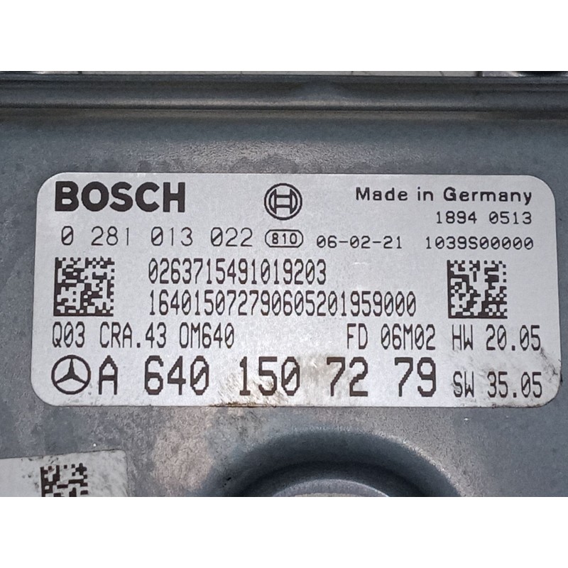 Recambio de centralita motor uce para mercedes-benz clase a (w169) a 180 cdi (169.007, 169.307) referencia OEM IAM A6401507279  