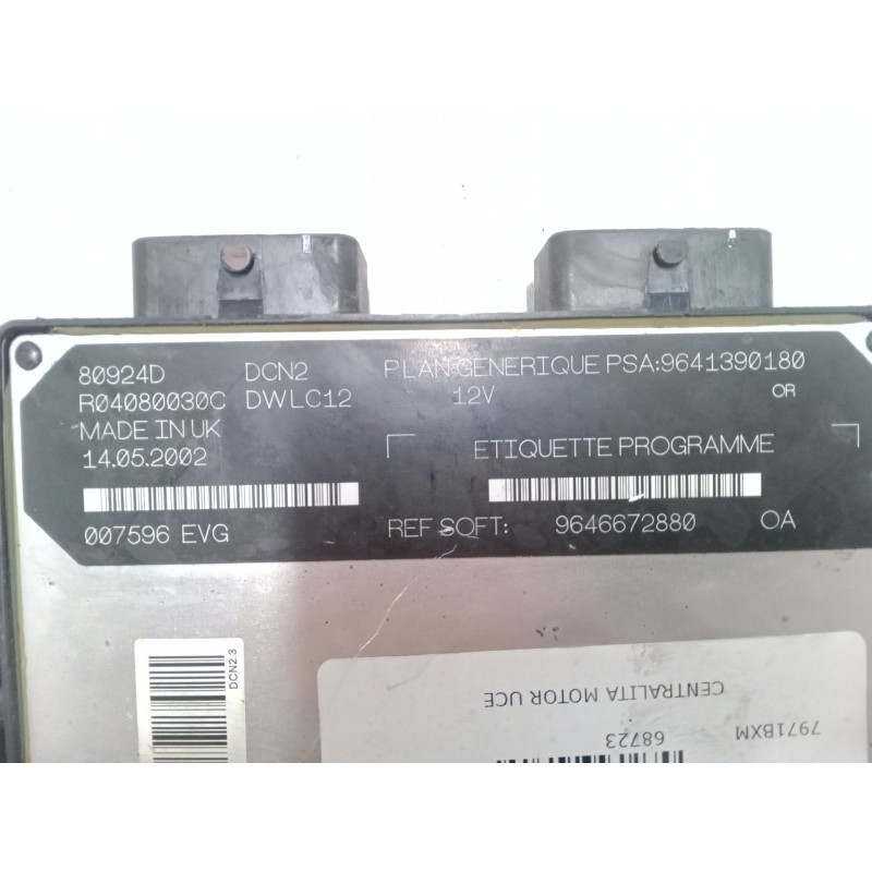 Recambio de centralita motor uce para peugeot 206 hatchback (2a/c) 1.9 d referencia OEM IAM 9641390180  9646672880