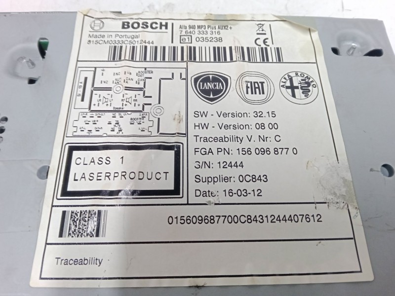 Recambio de radio cd para alfa romeo giulietta (940_) 1.6 jtdm (940fxd1a) referencia OEM IAM 1560968770  