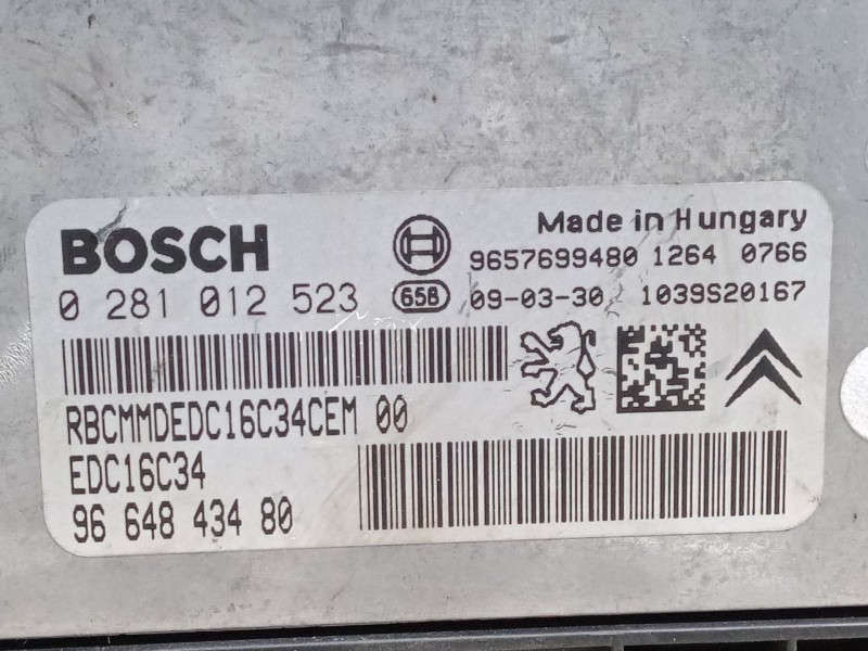 Recambio de centralita motor uce para citroën c3 i (fc_, fn_) 1.4 hdi referencia OEM IAM 9664843480 EDC16C34 0281012523