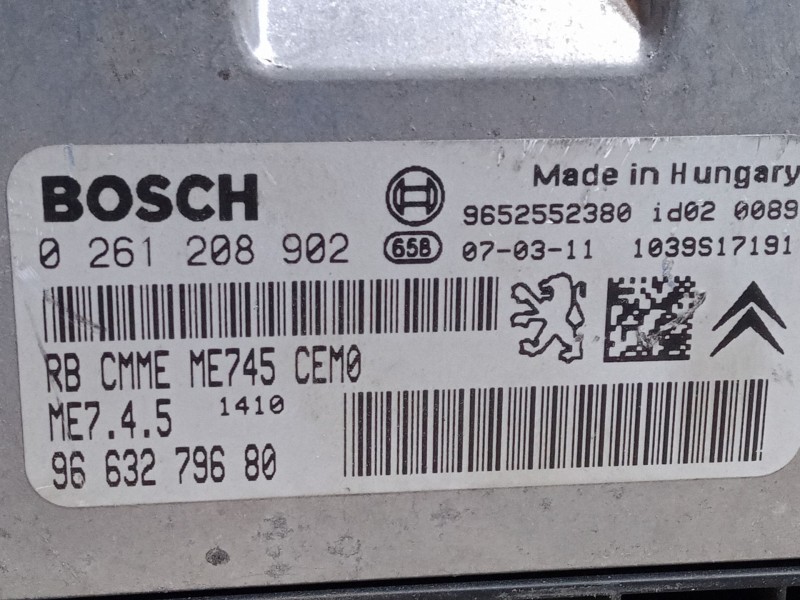 Recambio de centralita motor uce para citroën c3 i (fc_, fn_) 1.6 16v referencia OEM IAM 9663279680  0261208902