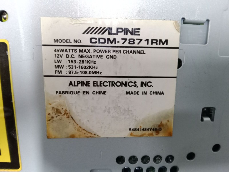 Recambio de radio cd para hyundai coupe ii (gk) 2.7 v6 referencia OEM IAM ALPINECDM7871RM  