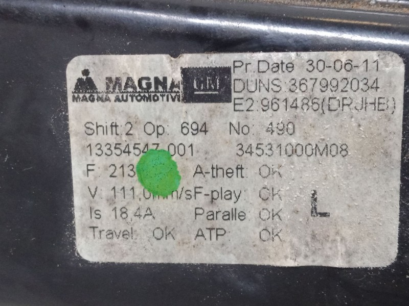 Recambio de elevalunas electrico delantero izquierdo para opel meriva b monospace (s10) 1.4 (75) referencia OEM IAM 13354547-001