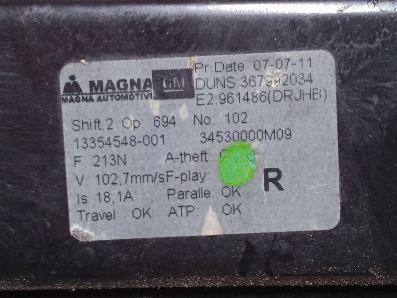 Recambio de elevalunas electrico delantero derecho para opel meriva b monospace (s10) 1.4 (75) referencia OEM IAM   