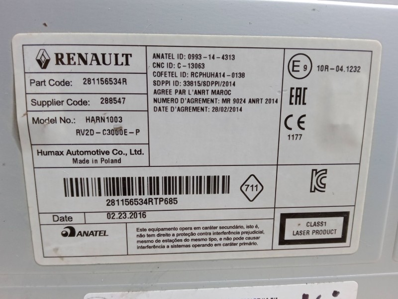 Recambio de radio para dacia logan mcv ii 1.2 referencia OEM IAM 281156534R  