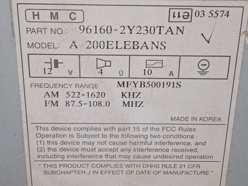 Recambio de radio para hyundai ix35 (lm, el, elh) 1.7 crdi referencia OEM IAM 96160-2Y230TAN  