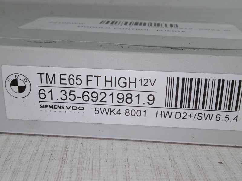 Recambio de modulo control puerta para bmw 7 (e65, e66, e67) 735 i, li referencia OEM IAM 6135692198195WK48001  