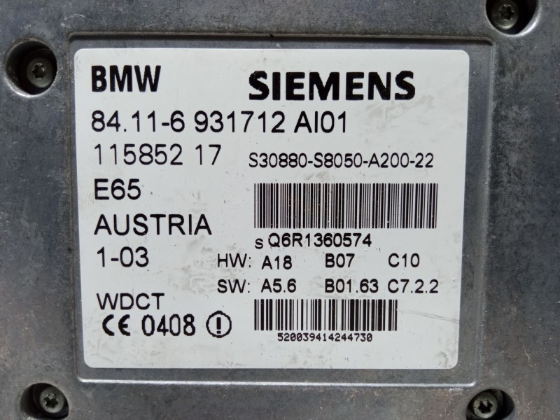 Recambio de modulo electronico entretenimiento para bmw 7 (e65, e66, e67) 735 i, li referencia OEM IAM 84.11-6931712  