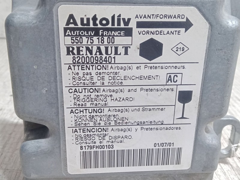 Recambio de centralita airbag para renault kangoo (kc0/1_) 1.9 dci 4x4 (kc0v) referencia OEM IAM 8200098401  