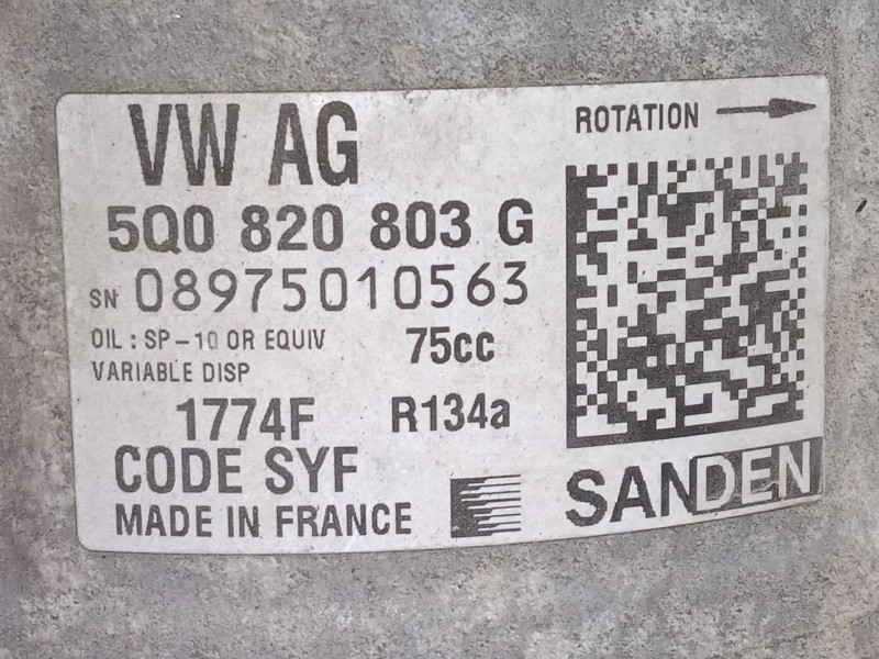 Recambio de compresor a/a para volkswagen polo v (6r1, 6c1) 1.0 referencia OEM IAM 5Q0820803G  