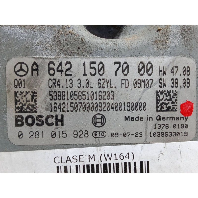 Recambio de centralita motor uce para mercedes-benz clase m (w164) ml 350 cdi 4-matic (164.122) referencia OEM IAM 6421507000  0