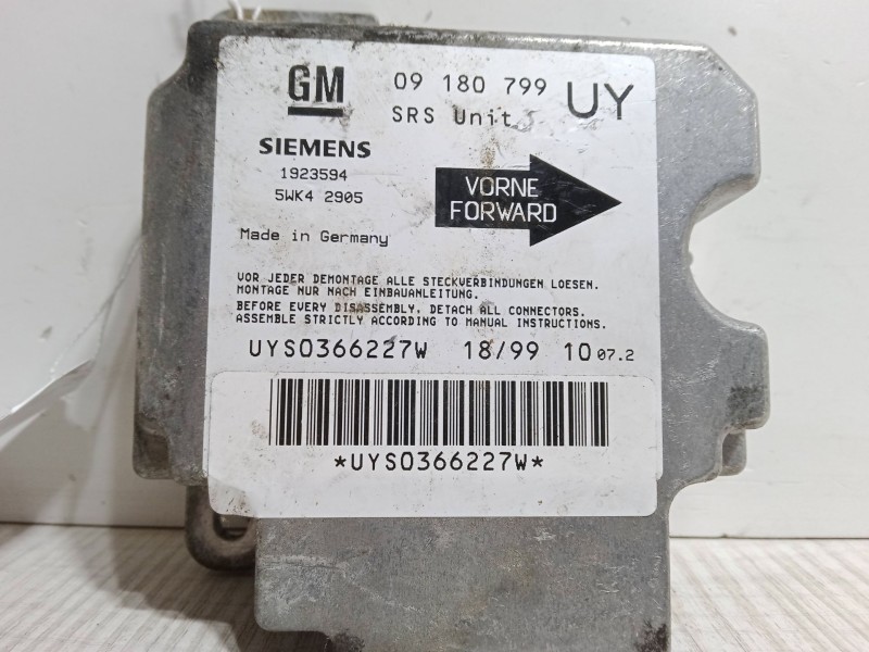 Recambio de centralita airbag para opel astra g station wagon (t98) 1.8 16v (f35) referencia OEM IAM 09180799UY 1923594 5WK42905