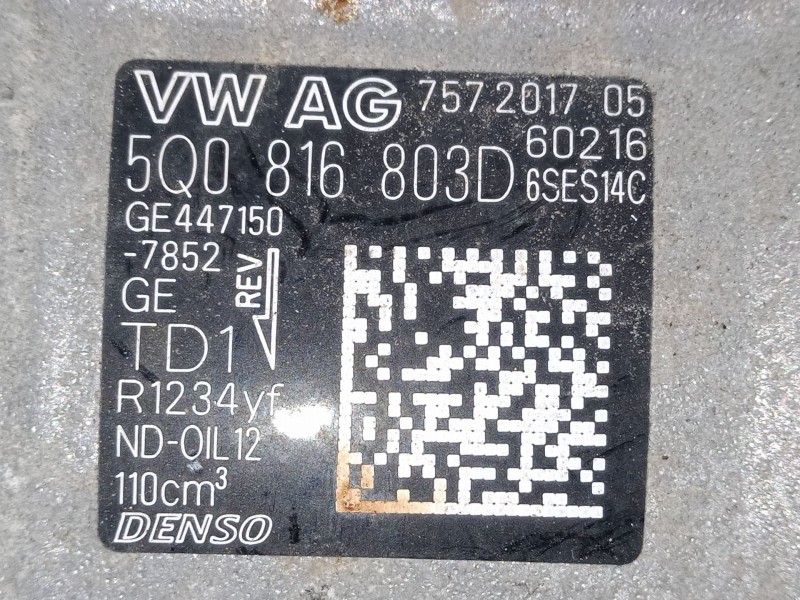 Recambio de compresor a/a para seat ibiza v (kj1, kjg) 1.0 tsi referencia OEM IAM 5Q0816803D  