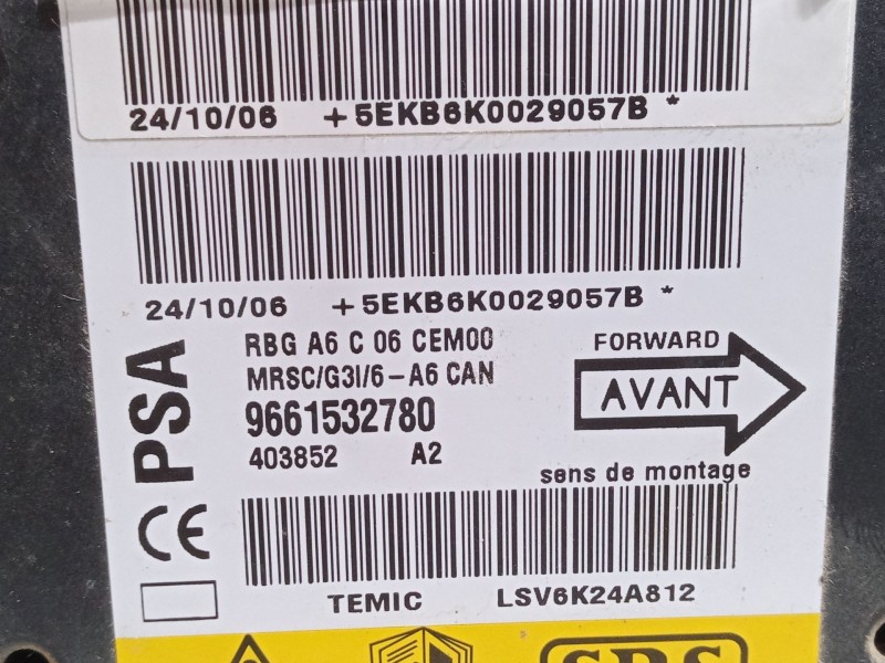 Recambio de centralita airbag para citroën c2 (jm_) 1.4 hdi referencia OEM IAM 9661532780  