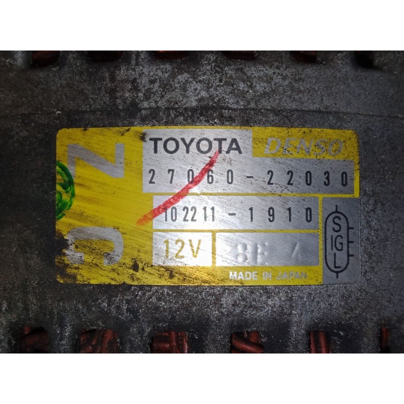 Recambio de alternador para toyota corolla (_e12_) 1.6 vvt-i (zze121_) referencia OEM IAM 27060-22030  