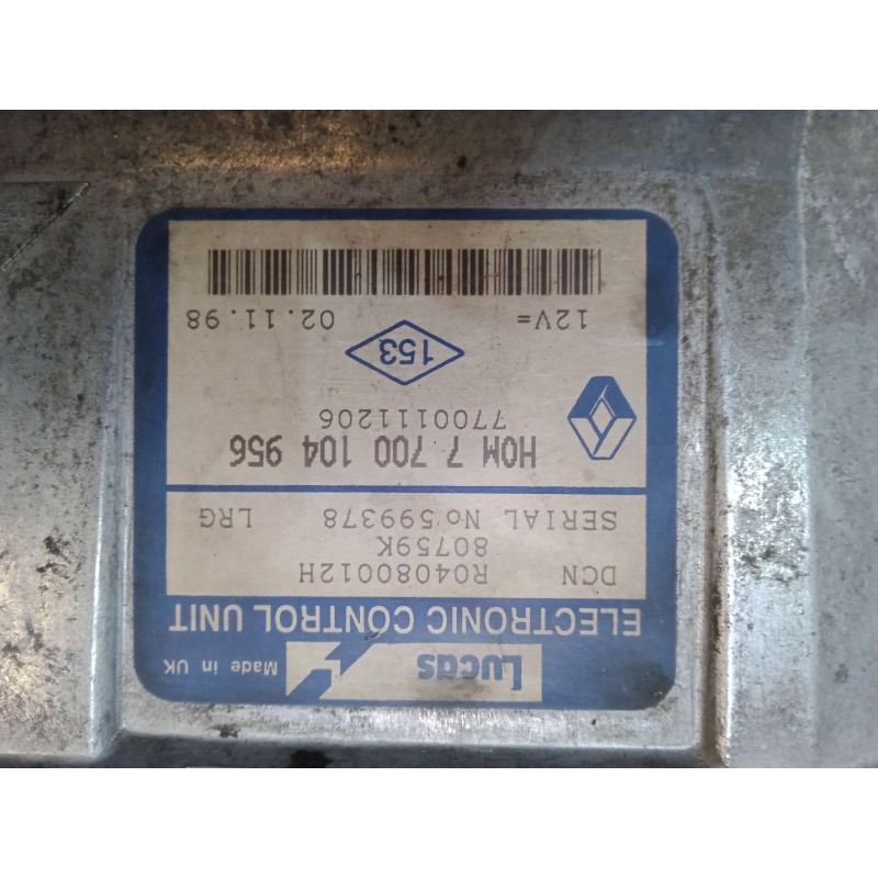 Recambio de centralita motor uce para renault kangoo (kc0/1_) d 65 1.9 (kc0e, kc02, kc0j, kc0n) referencia OEM IAM HOM7700104956