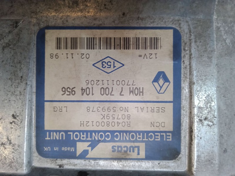 Recambio de centralita motor uce para renault kangoo (kc0/1_) d 65 1.9 (kc0e, kc02, kc0j, kc0n) referencia OEM IAM HOM7700104956