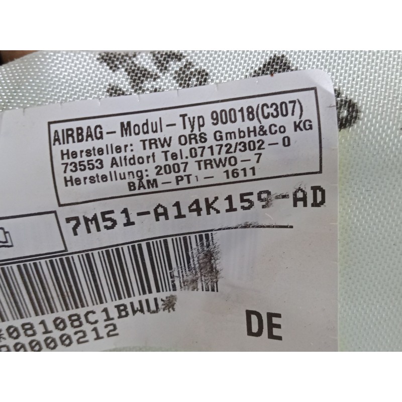 Recambio de airbag cortina delantero izquierdo para ford focus ii (da_, hcp, dp) 1.6 tdci referencia OEM IAM 7M51A14K159AD   Recambio de airbag cortina delantero izquierdo para ford focus ii (da_, hcp, dp) 1.6 tdci referencia OEM IAM 7M51A14K159AD