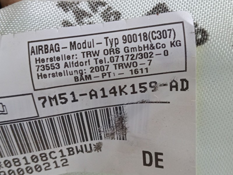 Recambio de airbag cortina delantero izquierdo para ford focus ii (da_, hcp, dp) 1.6 tdci referencia OEM IAM 7M51A14K159AD   Recambio de airbag cortina delantero izquierdo para ford focus ii (da_, hcp, dp) 1.6 tdci referencia OEM IAM 7M51A14K159AD