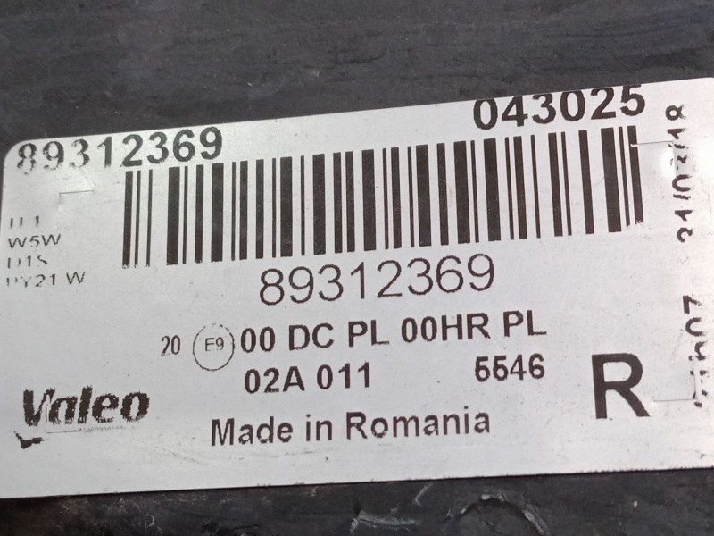 Recambio de faro derecho para opel vectra c gts (z02) 1.9 cdti (f68) referencia OEM IAM 89312369  