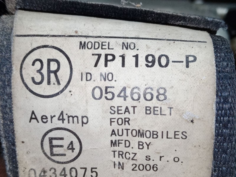 Recambio de cinturon seguridad delantero derecho para peugeot 107 (pm_, pn_) 1.0 referencia OEM IAM 054668  