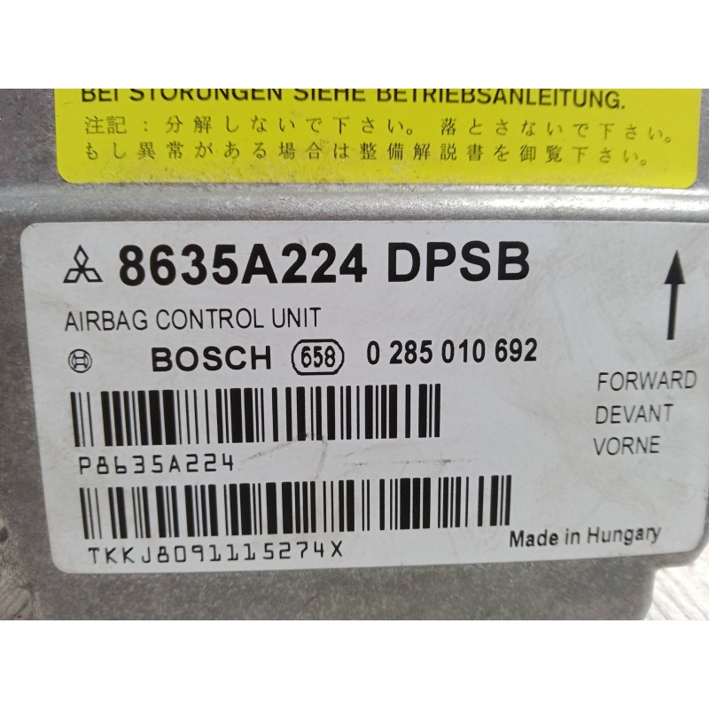 Recambio de centralita airbag para mitsubishi colt vi (z3_a, z2_a) 1.3 (z21a) referencia OEM IAM 8635A224  0285010692