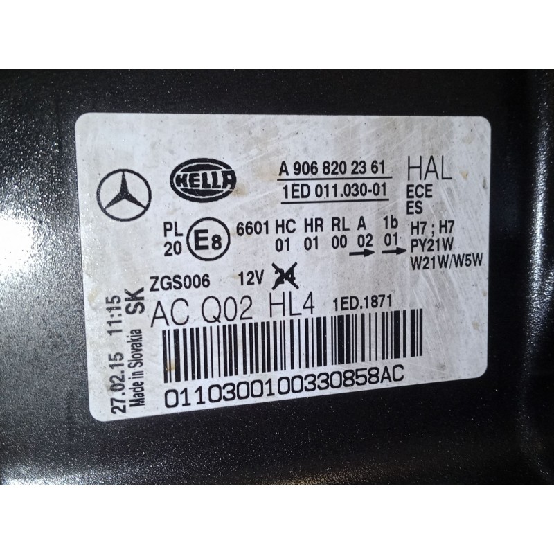 Recambio de faro izquierdo para mercedes-benz sprinter 3,5-t furgoneta (b906) 310 cdi (906.631, 906.633, 906.635, 906.637) refer
