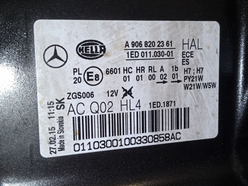Recambio de faro izquierdo para mercedes-benz sprinter 3,5-t furgoneta (b906) 310 cdi (906.631, 906.633, 906.635, 906.637) refer
