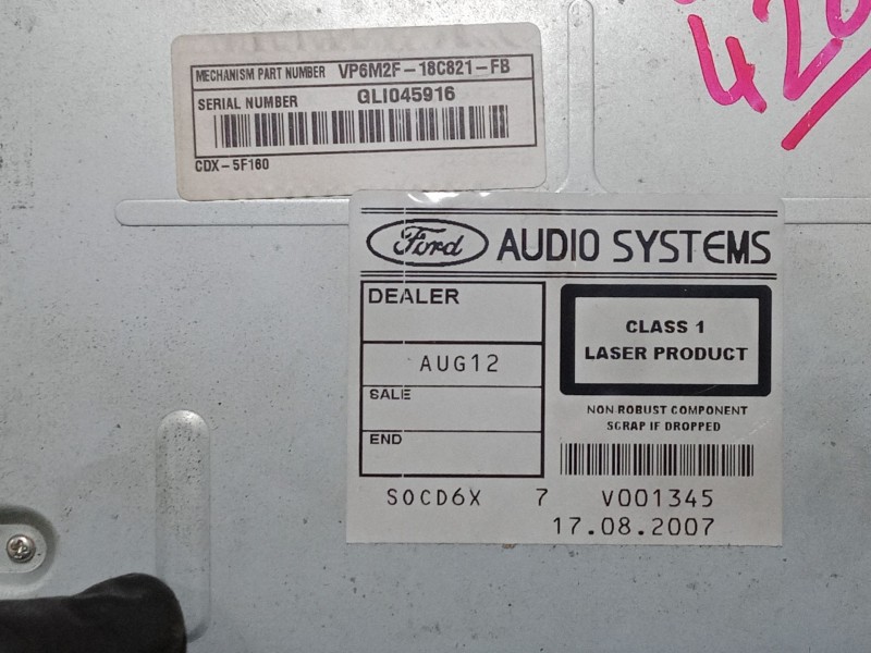 Recambio de radio cd para ford mondeo iv (ba7) 1.8 tdci referencia OEM IAM 7S7T18C939BF  