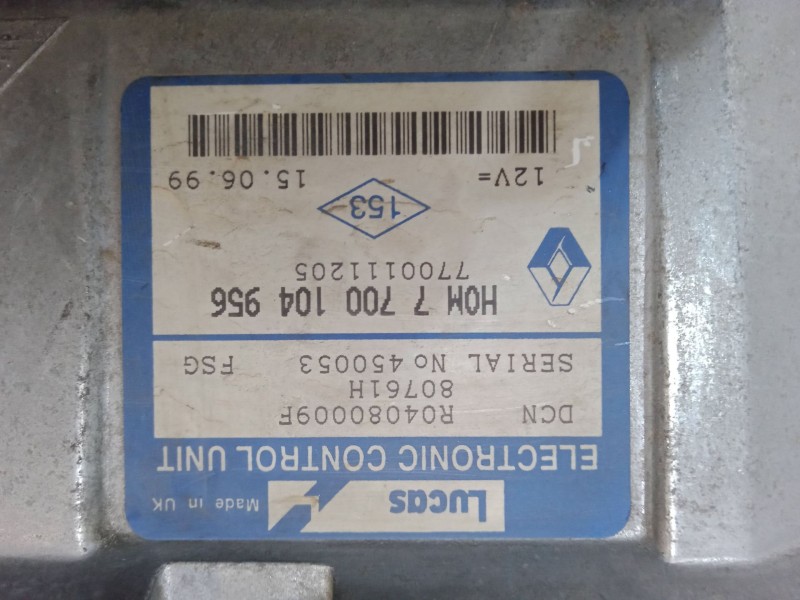 Recambio de centralita motor uce para renault clio ii (bb_, cb_) 1.9 d (b/cb0e, bb0j) referencia OEM IAM HOM770104956  770011120