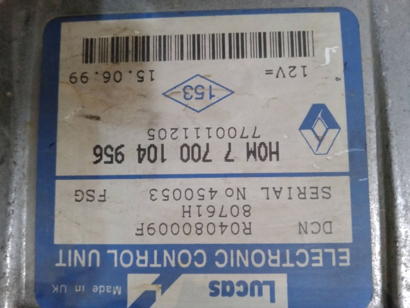 Recambio de centralita motor uce para renault clio ii (bb_, cb_) 1.9 d (b/cb0e, bb0j) referencia OEM IAM HOM770104956  770011120