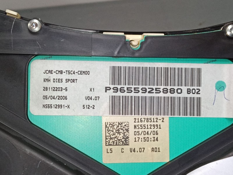Recambio de cuadro instrumentos para peugeot 307 cc (3b) 2.0 hdi 135 referencia OEM IAM 9655925880   Recambio de cuadro instrumentos para peugeot 307 cc (3b) 2.0 hdi 135 referencia OEM IAM 9655925880