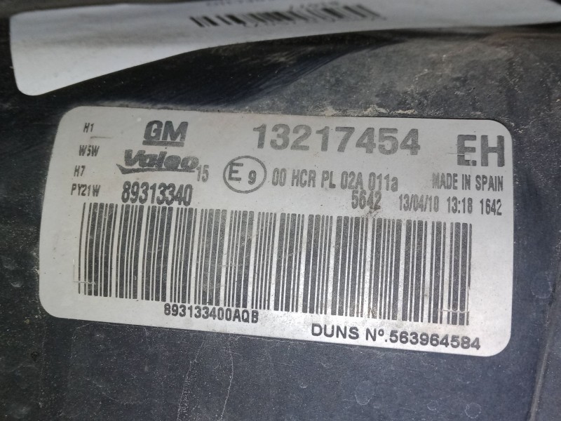 Recambio de faro derecho para opel corsa d (s07) 1.4 (l08, l68) referencia OEM IAM 13217454  89313340 Recambio de faro derecho para opel corsa d (s07) 1.4 (l08, l68) referencia OEM IAM 13217454  89313340