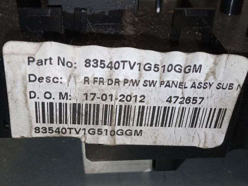 Recambio de mando elevalunas delantero derecho para honda civic ix (fk) 2.2 i-dtec (fk3) referencia OEM IAM   