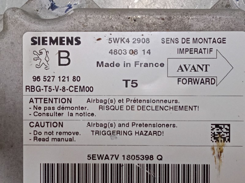 Recambio de centralita airbag para peugeot 307 (3a/c) 2.0 hdi 90 referencia OEM IAM    Recambio de centralita airbag para peugeot 307 (3a/c) 2.0 hdi 90 referencia OEM IAM