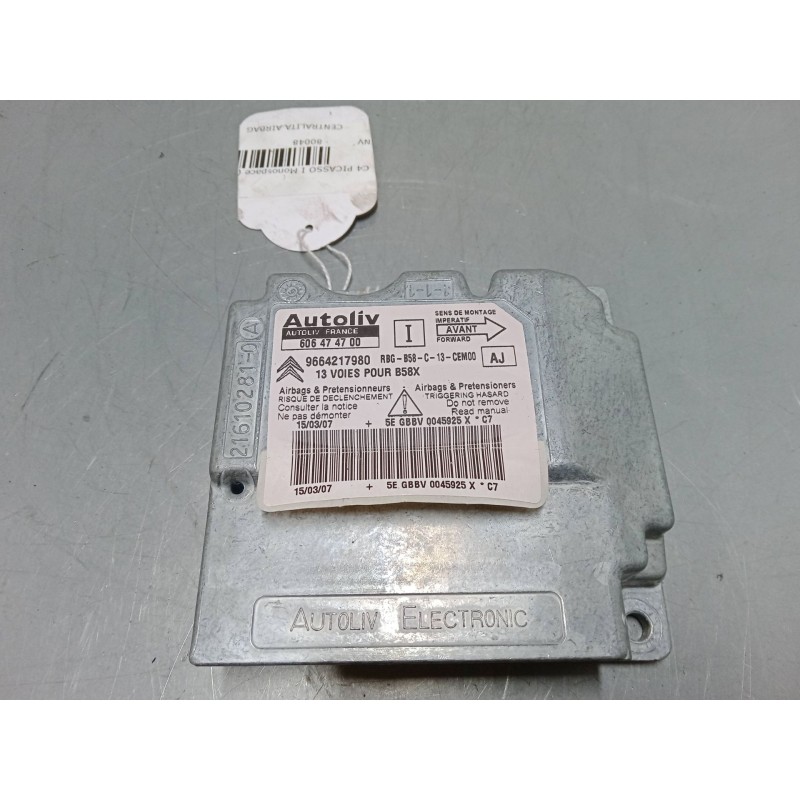 Recambio de centralita airbag para citroën c4 picasso i monospace (ud_) 1.8 i 16v referencia OEM IAM 9664217980  
