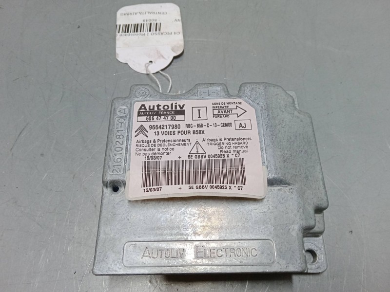 Recambio de centralita airbag para citroën c4 picasso i monospace (ud_) 1.8 i 16v referencia OEM IAM 9664217980  
