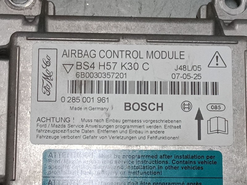 Recambio de centralita airbag para mazda 3 (bk) 1.6 (bk14) referencia OEM IAM BS4H57K30C  J48L/05