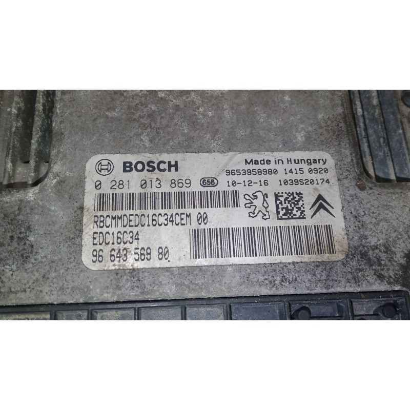 Recambio de centralita motor uce para citroën jumpy ii (vf7) 1.6 hdi 90 16v referencia OEM IAM 9664356980  