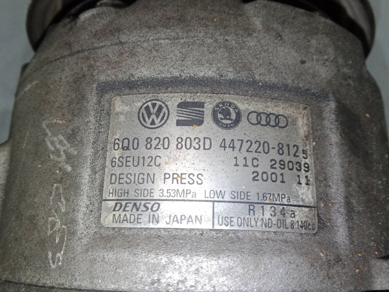 Recambio de compresor a/a para volkswagen polo iv (9n_, 9a_) 1.9 tdi referencia OEM IAM 6Q0820803D  