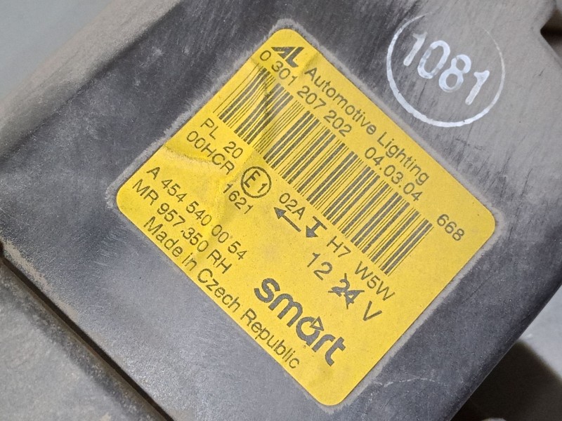Recambio de faro derecho para smart forfour (454) 1.3 (454.031) referencia OEM IAM A4545400054  0301207202