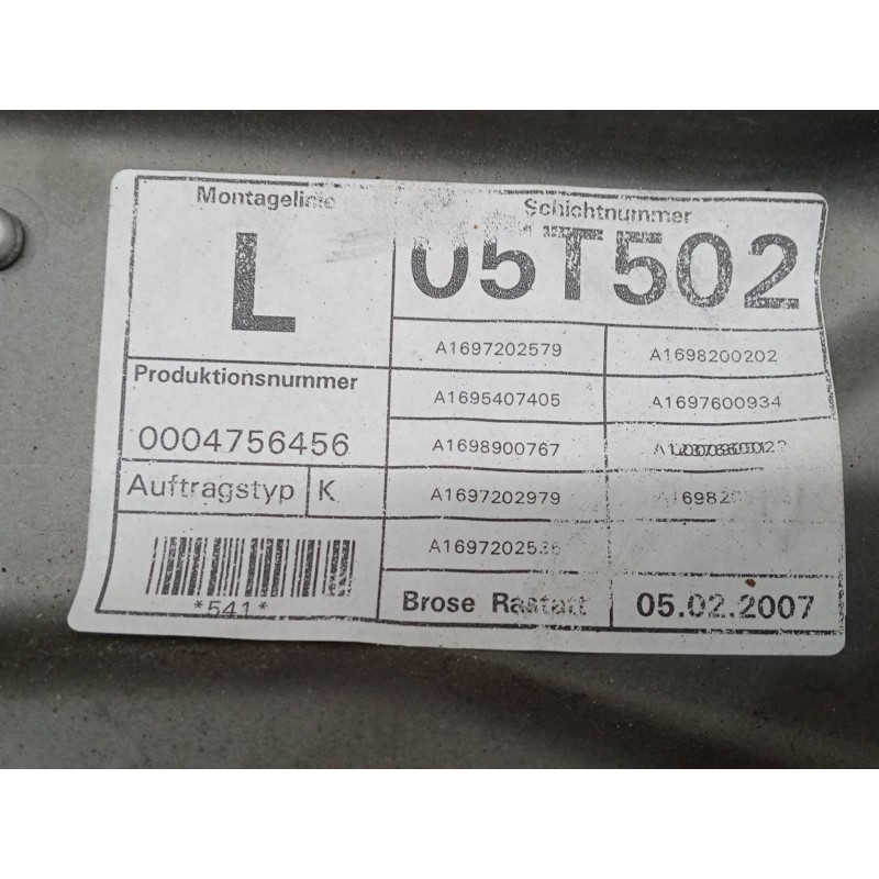 Recambio de elevalunas electrico delantero izquierdo para mercedes-benz clase a (w169) a 160 cdi (169.006, 169.306) referencia O