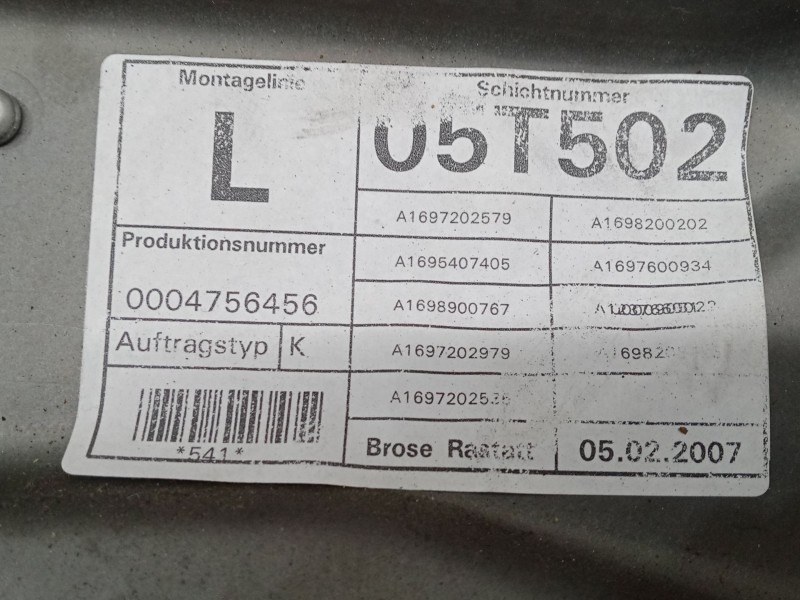 Recambio de elevalunas electrico delantero izquierdo para mercedes-benz clase a (w169) a 160 cdi (169.006, 169.306) referencia O