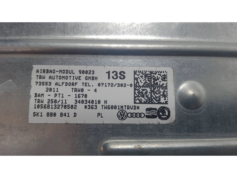Recambio de airbag de rodilla para volkswagen golf vi (5k1) 1.6 tdi referencia OEM IAM 5K1880841D  