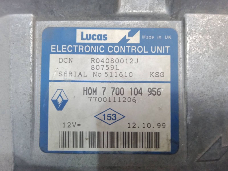 Recambio de centralita motor uce para renault kangoo express (fc0/1_) d 65 1.9 (fc0e, fc02, fc0j, fc0n) referencia OEM IAM HOM77